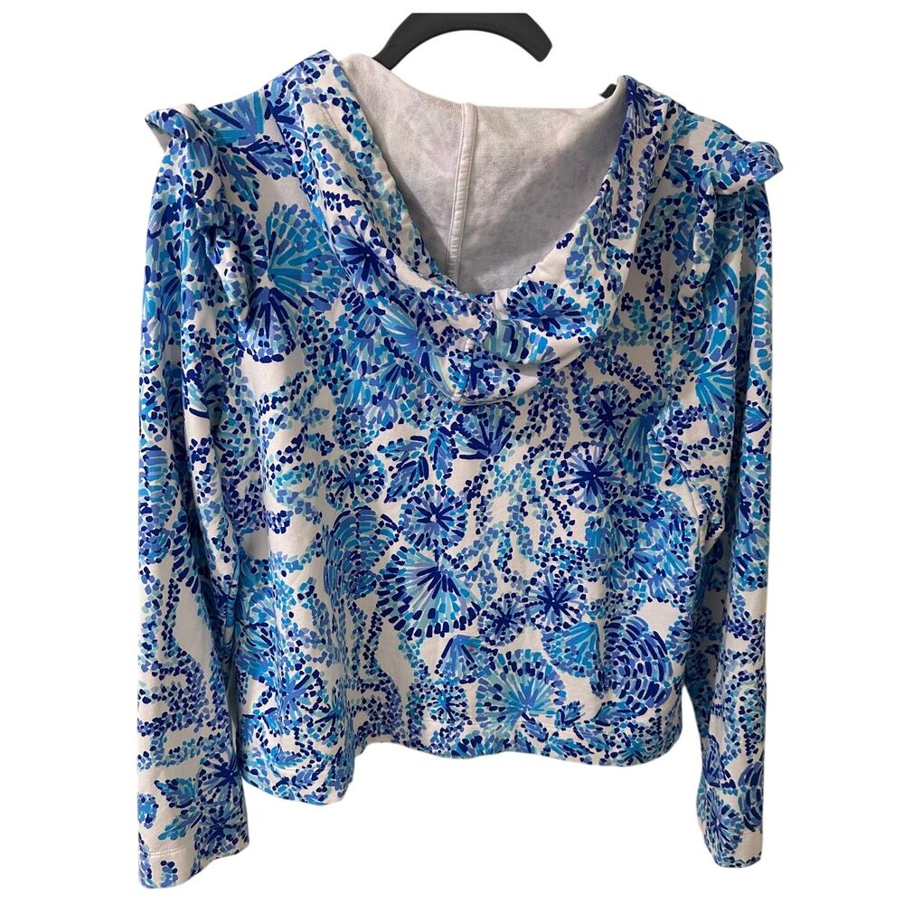 Lilly Pulitzer Audrey Full Zip Pullover Hoodie Ruffled Sleeve With Pockets, M - Picture 9 of 9